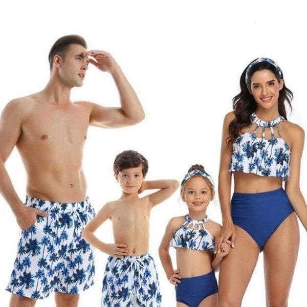 Blue Matching Family Swimsuit