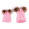 Mother and Daughter Matching Pompom Hats