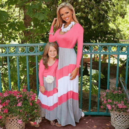Matching Mother and Daughter Long Sleeves Dress